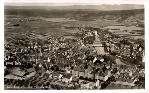 Ak Rottenburg am Neckar, Luftaufnahme von  Fluss, Häuser, Landschaft