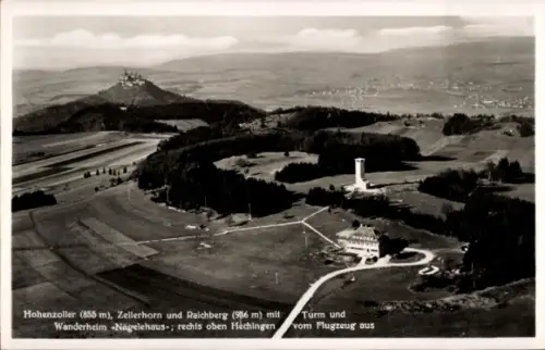 Ak Onstmettingen Albstadt in Württemberg, Hoher Raichberg, Wanderheim Nägelehaus,  Fliegeraufnahme