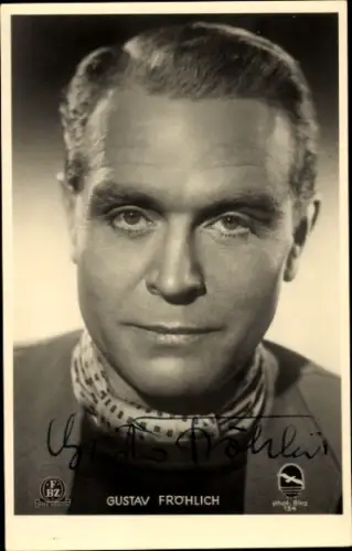 Foto Ak Schauspieler Gustav Fröhlich, Portrait, Autogramm
