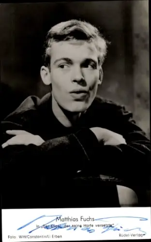 Ak Schauspieler Matthias Fuchs, Portrait, Autogramm, Der Engel, der seine Harfe versetzte