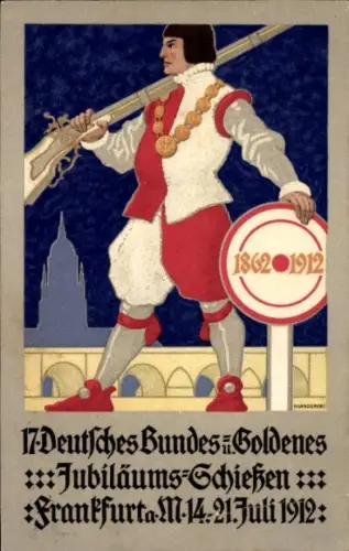 Ak Frankfurt am Main, 17. Deutsches Bundes- und Goldenes-Jubiläums-Schießen 1912