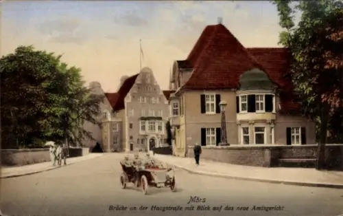 Ak Moers am Niederrhein, Brücke, Haagstraße, Amtsgericht