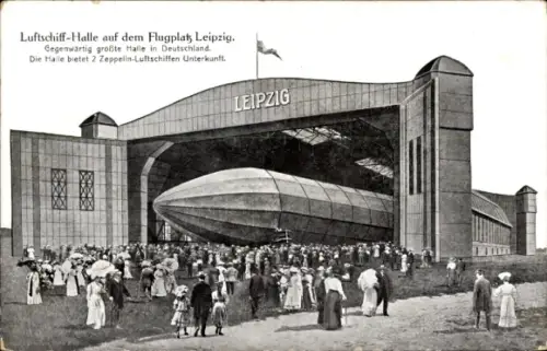 Ak Leipzig, Luftschiffhalle, Flugplatz