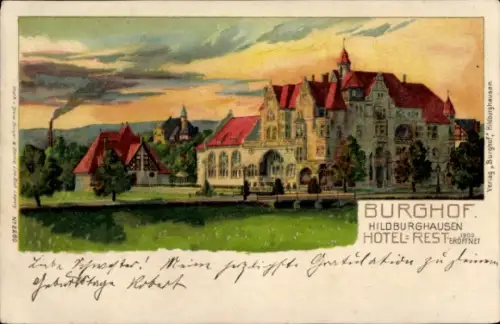 Litho Hildburghausen in Thüringen, Hotel und Restaurant Burghof