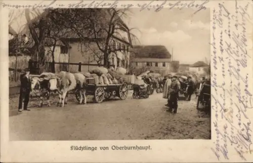 Ak Burnhaupt le Haut Oberburnhaupt Elsass Haut Rhin, Flüchtlinge, I. WK