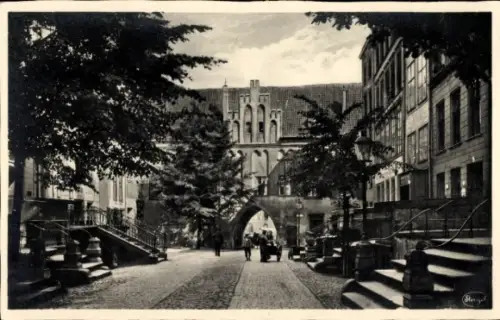 Ak Gdańsk Danzig, Brodtbänkengasse und Tor