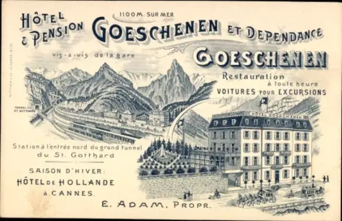 Litho Göschenen, canton d'Uri, Hotel et Pension Goeschen et Dependance