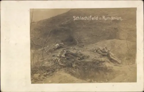 Foto Ak Schlachtfeld in Rumänien, Gefallene Soldaten