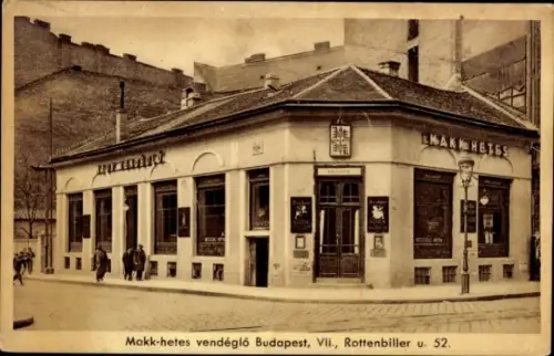 Ak Budapest Ungarn, Makk hetes vendeglö Budapest, VII., Rottenbiller u. 52, Horvath Mihaly