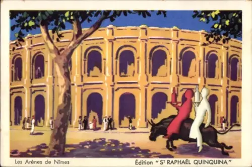 Ak Nîmes Gard, Les Arènes, Édition St. Raphael Quinquina