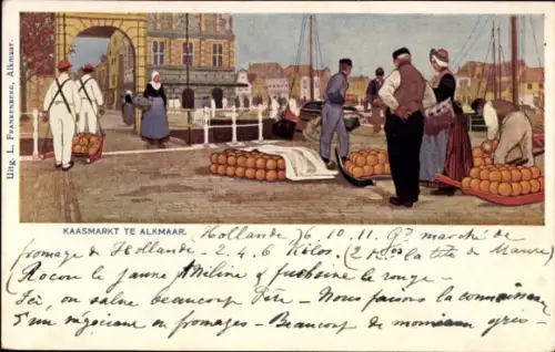 Künstler Ak Alkmaar Nordholland, Kaasmarkt, Händler und Käufer am Markt