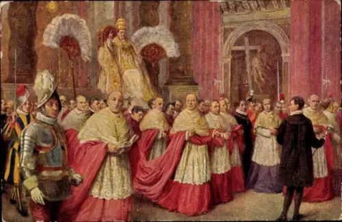 Künstler Ak Il Pontefice Pio XI in Sedia Gestatoria,Basilica di San Pietro,Papst