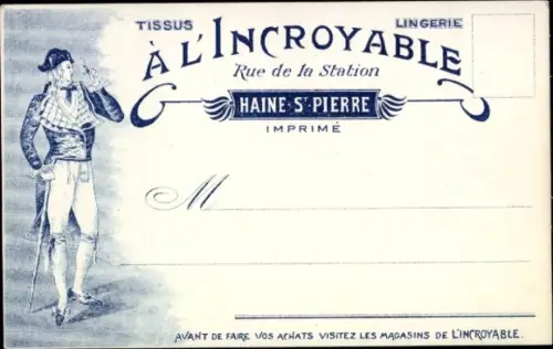 Ak Haine Saint Pierre Wallonien Hennegau, À l'Incroyable, Rue de la Station, Lingerie