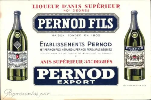 CPA Pernod, Liqueur D´Anis, Reklame