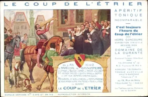 Künstler Ak Le Coup de l'Étrier, Apéritif tonique, Castanet