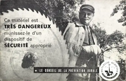 Ak Le Conseil de la Prevention Rurale, Mutualite Agricole, verwundeter Mann, Arbeitsschutz