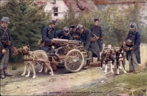 Ak En Guerre, Mitrailleuses Belges, Zughunde, belgische Soldaten, I WK