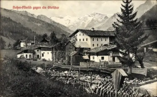 Ak Außerpflersch Südtirol, Teilansicht, Gletscher