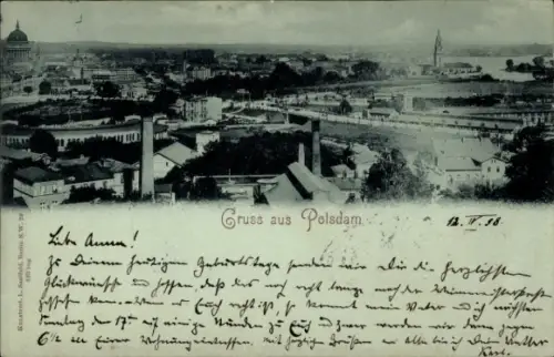 Mondschein Ak Potsdam, Totalansicht der Stadt