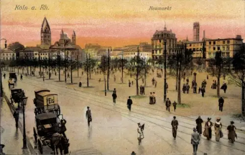 Ak Cöln Köln am Rhein, Köln a. Rh., Neumarkt, Menschen, Straßenbahn,  Gebäude