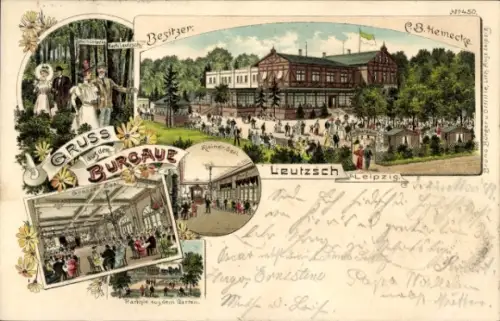 Litho Leutzsch Leipzig in Sachsen, Bes. C.B. Heinecke, Gruß aus der Burgaue