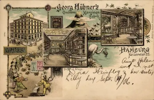 Vorläufer Litho Hamburg, Georg Hübners Konditorei und Marzipanfabrik, Neuerwall 22