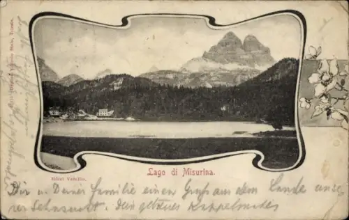 Passepartout Ak Lago di Misurina Cortina d'Ampezzo Veneto, Hotel Vecellio