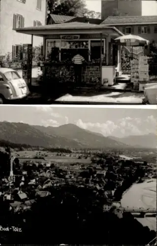 Ak Bad Tölz in Oberbayern, Gesamtansicht, Kiosk