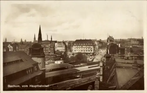 Ak Bochum im Ruhrgebiet, Stadtansicht  Hauptbahnhof, Gebäude, Straßenansicht