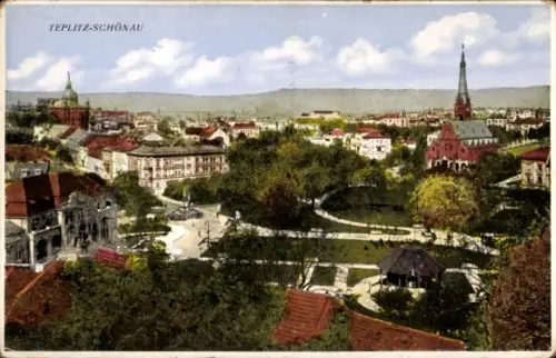 Ak Teplice Šanov Teplitz Schönau Region Aussig, Totale, Parkanlage