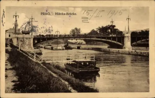 Ak Praha Prag Tschechien, Hlávka-Brücke,  Fluss, Brücke,  