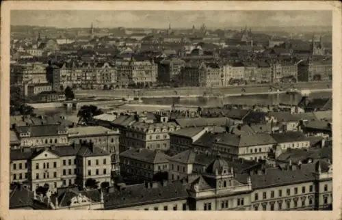 Ak Praha Prag Tschechien, Stadtansicht, Häuser, Fluss,  aus Prag