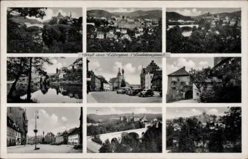 Ak Loket Elbogen Region Königgrätz, Gruß aus Elbogen (Sudetengau), Landschaftsaufnahmen, Fluss, S