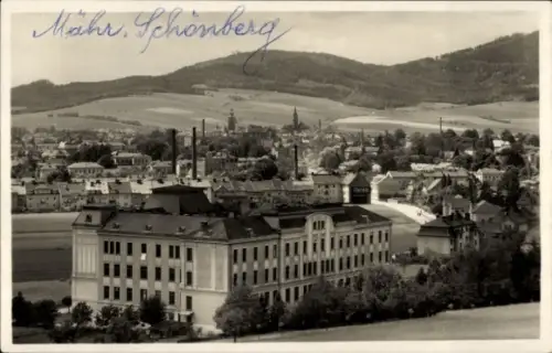 Ak Temenice Hermesdorf Šumperk Mährisch Schönberg Region Olmütz,  Gesamtansicht, Fabriken, Berge 