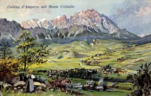 Ak Cortina d'Ampezzo Veneto, Gesamtansicht mit Cristallo