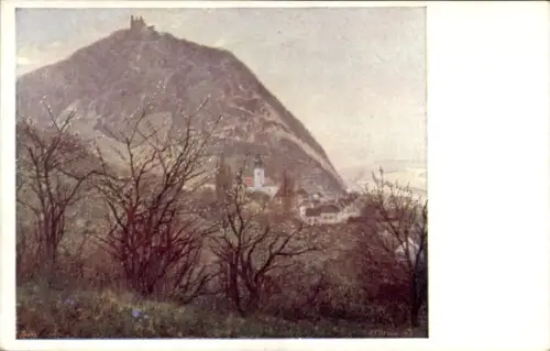 Ak Wien 19. Döbling Kahlenbergerdorf, Landschaft mit Hügel, Kahlenbergerdorf, Leopoldsberg, Frühl
