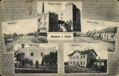 Ak Čejč Südmähren, Straßenpartie, Bahnhof