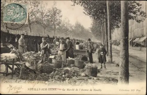 Ak Neuilly sur Seine Hauts de Seine, Le Marché de l'Avenue de Neuilly