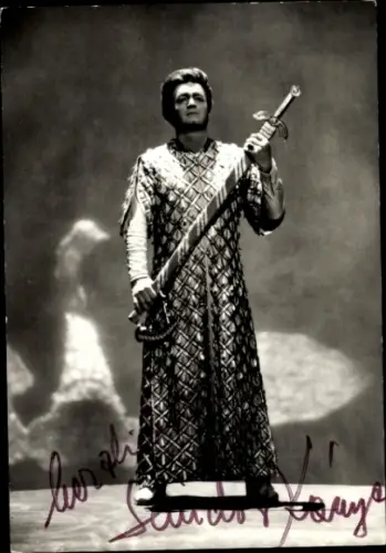 Foto Opernsänger Sándor Kónya, Lohengrin, Bayreuther Festspiele, Portrait, Autogramm