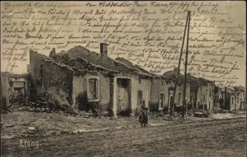 Ak Etong Ardennes, Straßenpartie, Kriegszerstörung 1. WK