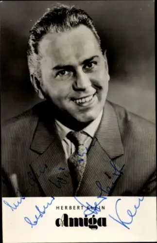Autogrammkarte Sänger Herbert Klein, Portrait, Autogramm, Amiga