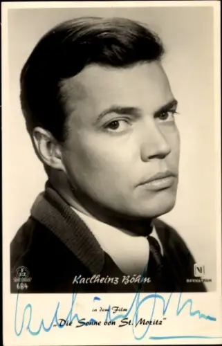 Ak Schauspieler Karlheinz Böhm, Portrait, Berna Film, Die Sonne von St. Moritz