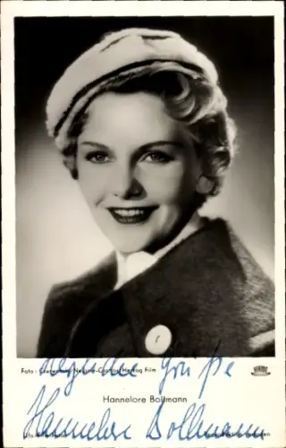 Ak Schauspielerin Hannelore Bollmann, Portrait, Autogramm