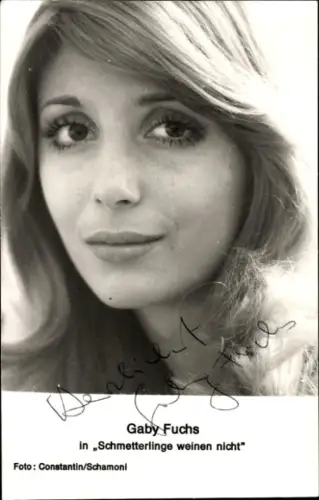 Ak Schauspielerin Gaby Fuchs in Schmetterlinge weinen nicht, Portrait, Autogramm