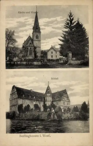 Ak Borlinghausen Willebadessen in Westfalen, Schloss, Kirche