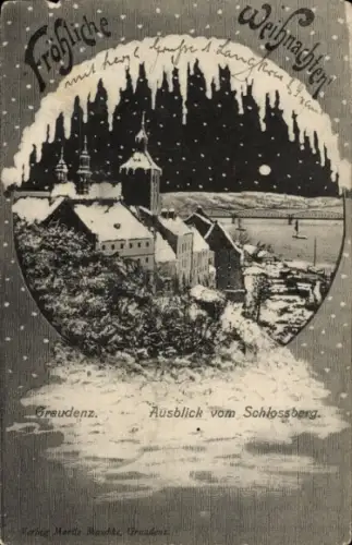 Ak Grudziądz Graudenz Westpreußen, Gesamtansicht, Schlossberg