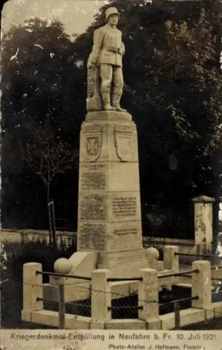 Ak Neufahrn an der Isar bei Freising, Kriegerdenkmal, Enthüllung 10. Juli 1921