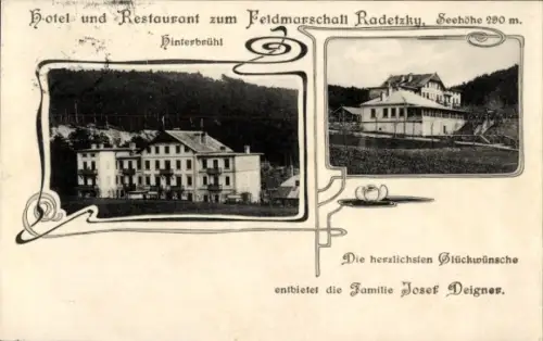 Ak Hinterbrühl in Niederösterreich, Hotel Restaurant Feldmarschall Radetzky, Familie Josef Deigner
