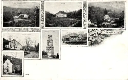 Ak Dambach Oberösterreich, Teilansichten, Schloss, Kirche