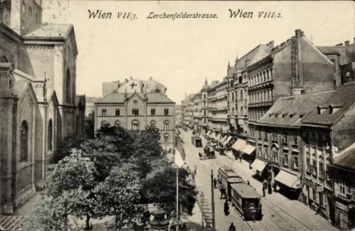 Ak Wien 1 Innere Stadt,  Lerchenfelderstraße, Straßenansicht, Straßenbahn, Bäume